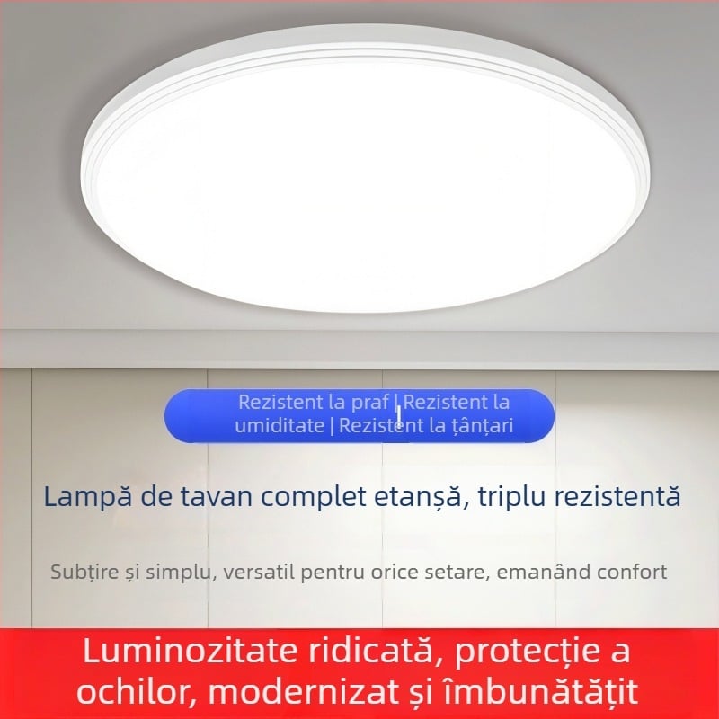 Lampa LED de plafon, complet etanșă, ultra-subțire, în stil modern minimalist, pentru dormitor, balcon și baie, protecție pentru ochi, lampă circulară principală