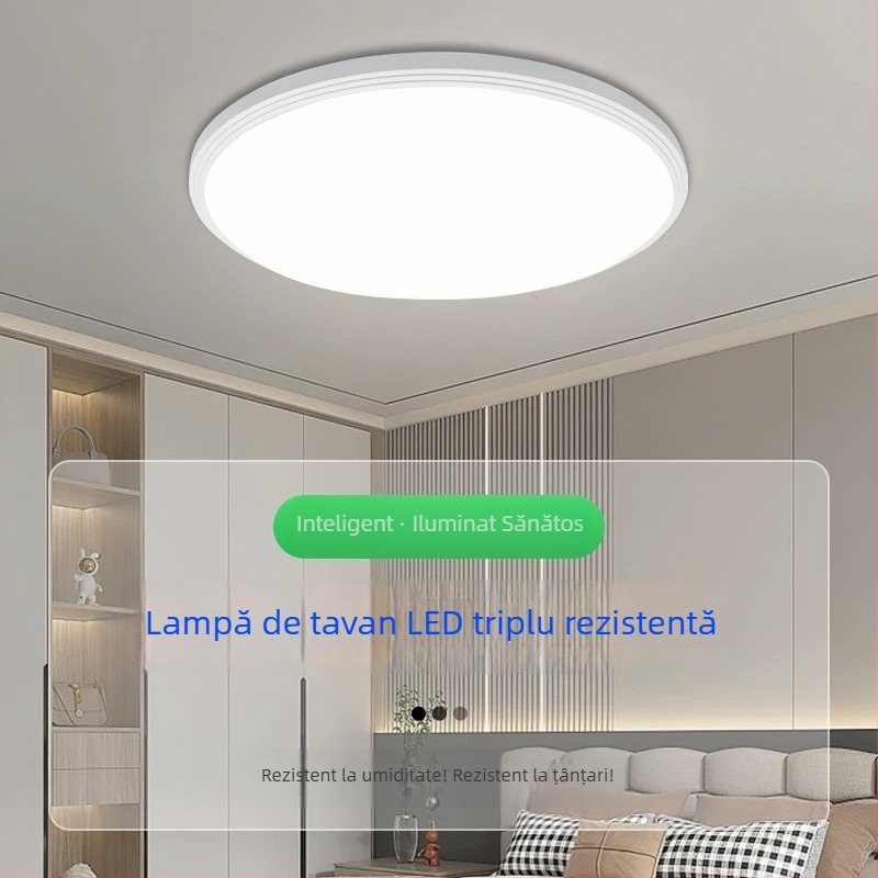 Lampa LED de plafon, complet etanșă, ultra-subțire, în stil modern minimalist, pentru dormitor, balcon și baie, protecție pentru ochi, lampă circulară principală