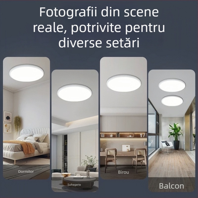 Lampa LED de plafon, complet etanșă, ultra-subțire, în stil modern minimalist, pentru dormitor, balcon și baie, protecție pentru ochi, lampă circulară principală