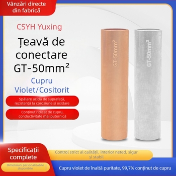 GT-50mm pătrat cupru natural placat cu staniu, conductă de conectare din cupru cu nas de cupru pentru fire și cabluri