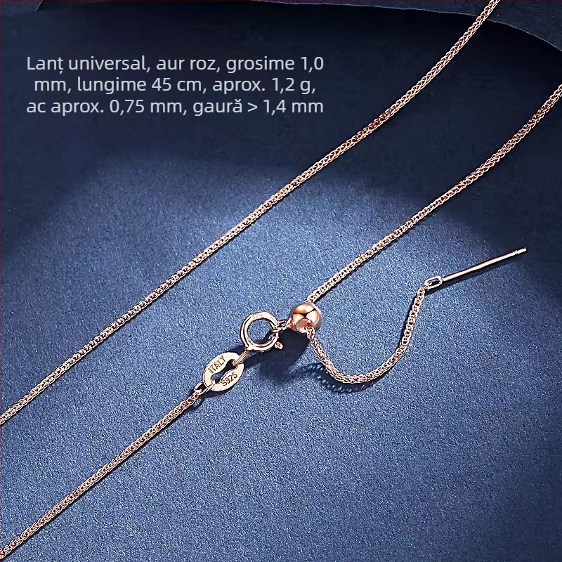 Colier din argint 925, lanț tip Chopard, colier de claviculă, pandantiv DIY cu gaură mică, lanț cu mărgele și perle
