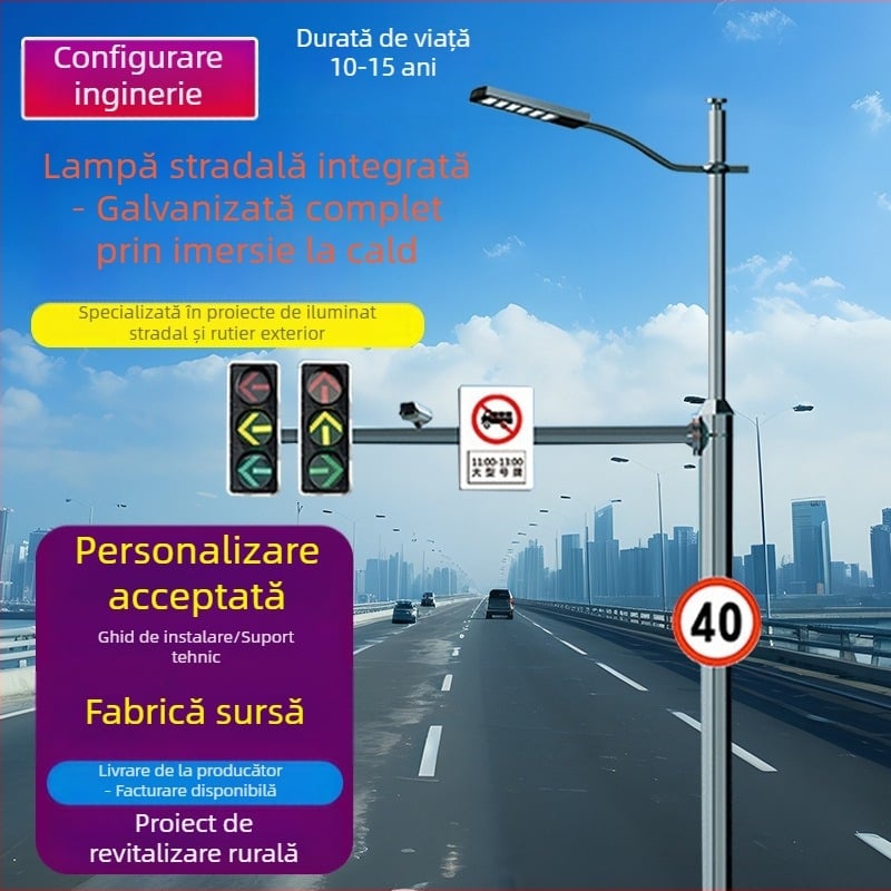 Stâlp integrat cu mai mulți poli pentru iluminat urban inteligent 5G