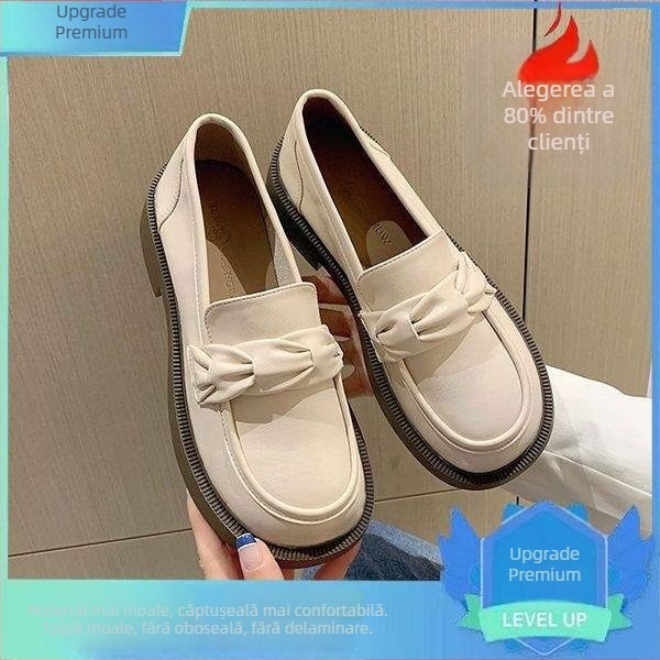 Loafers dama, toamnă 2025, talpă groasă și toc masiv, stil britanic, slip-on din piele JK