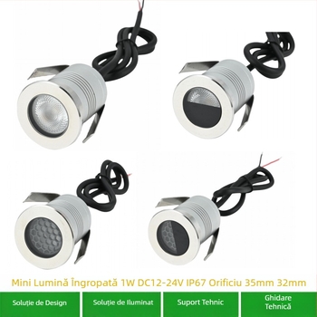Lumină LED subterană, 45 mm încastrată în podea, proiector exterior impermeabil pentru grădină, iluminare peisaj 3W
