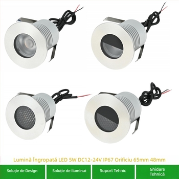 Lumină LED subterană, 45 mm încastrată în podea, proiector exterior impermeabil pentru grădină, iluminare peisaj 3W
