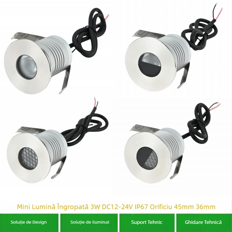 Lumină LED subterană, 45 mm încastrată în podea, proiector exterior impermeabil pentru grădină, iluminare peisaj 3W