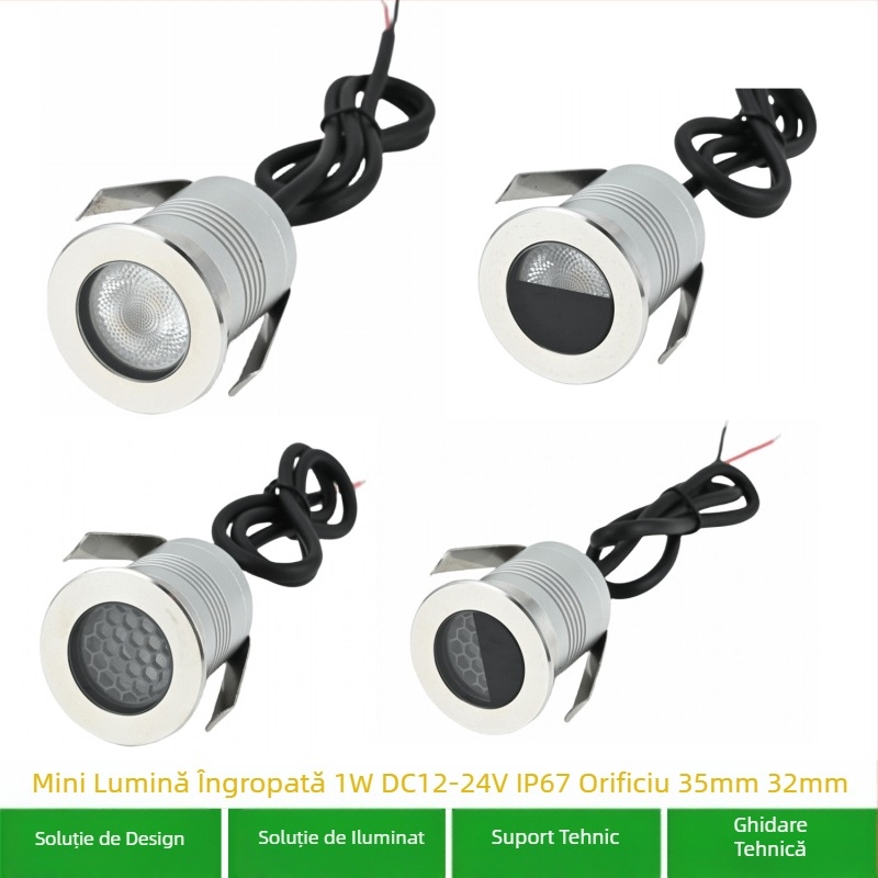 Lumină LED subterană, 45 mm încastrată în podea, proiector exterior impermeabil pentru grădină, iluminare peisaj 3W