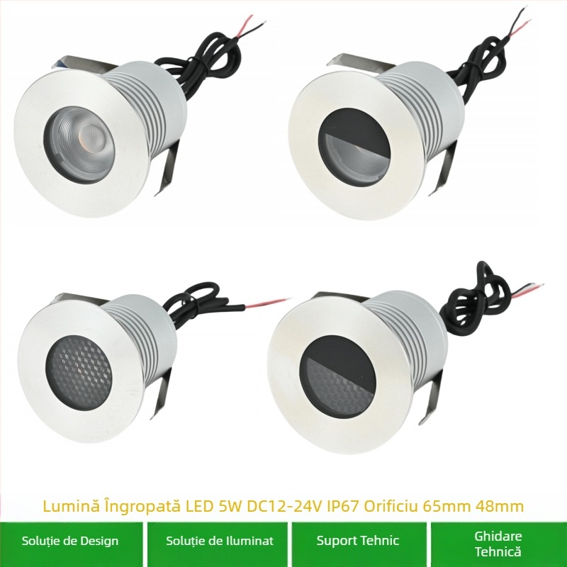 Lumină LED subterană, 45 mm încastrată în podea, proiector exterior impermeabil pentru grădină, iluminare peisaj 3W