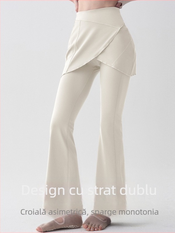 KUYI Pantaloni sport pentru femei, nou stil, cu croi ușor evazat, set două piese fustă-pantaloni pentru yoga, pentru purtare în exterior, toamnă–iarna