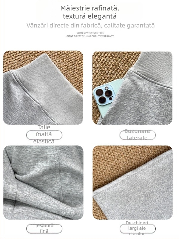 Pantaloni pentru femei, stil american, gri deschis, croială largă, casual, toamna 2025