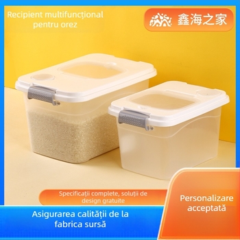 Recipient de depozitare a orezului, etanș, protecție împotriva insectelor și umezelii, standard alimentar, design modern minimalist, capacitate 10 L+