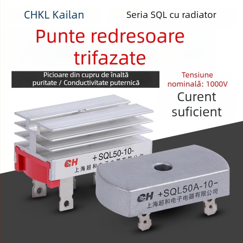 Redresor în punte trifazat SQL50A1000V SQL5010 pentru turbina eoliană cu radiator