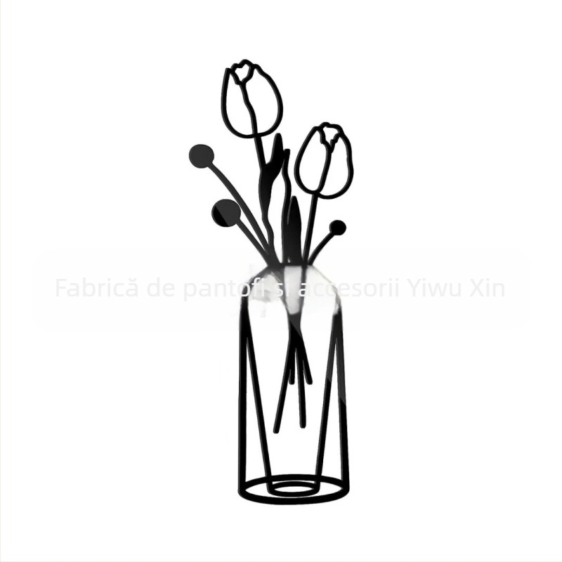 Vază de perete din metal, stil modern minimalist, decor interior, ornament din fier