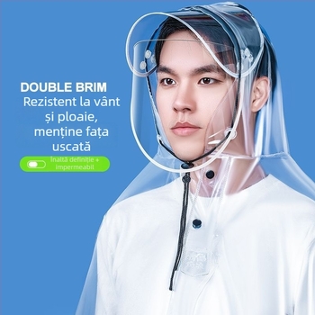 Poncho de ploaie pentru bicicletă MTB, unisex, cu glugă și margine dublă, transparent PVC, mărime extralarge