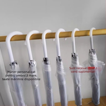 Umbrelă transparentă cu mâner lung, țesătură transparentă colorată, deschidere automată, umbrelă promoțională cu logo cadou