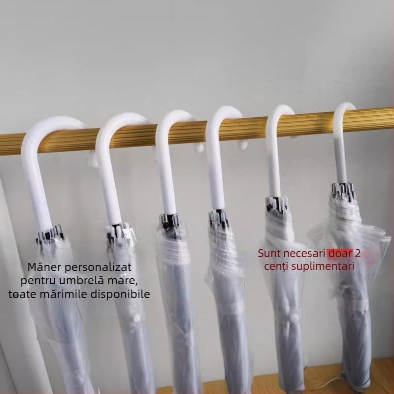 Umbrelă transparentă cu mâner lung, țesătură transparentă colorată, deschidere automată, umbrelă promoțională cu logo cadou