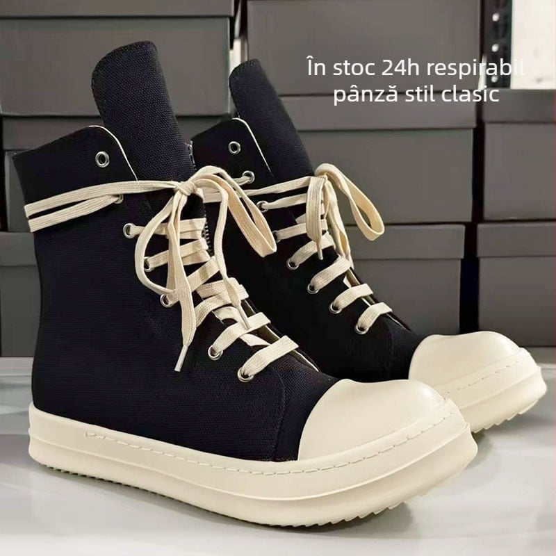 Adidași unisex din canvas cu fermoar, stil clasic primăvară-toamnă, talpă groasă