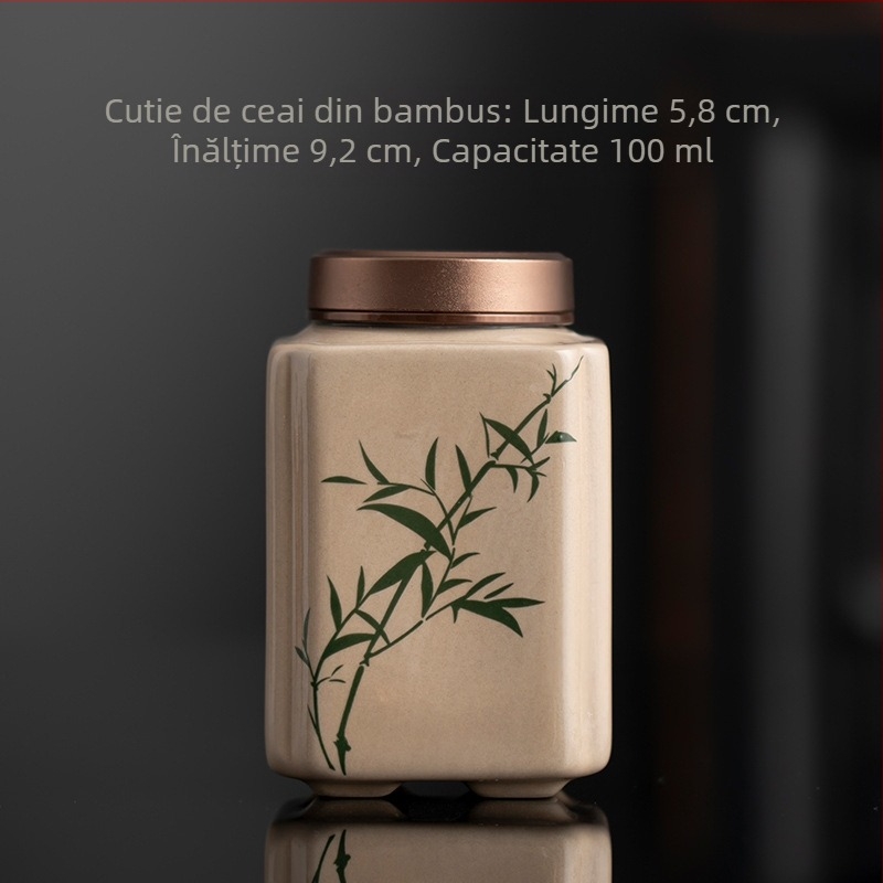 Cutie ceramică etanșă pentru ceai, mică, Pu'er și ceai verde, Longjing, cu logo