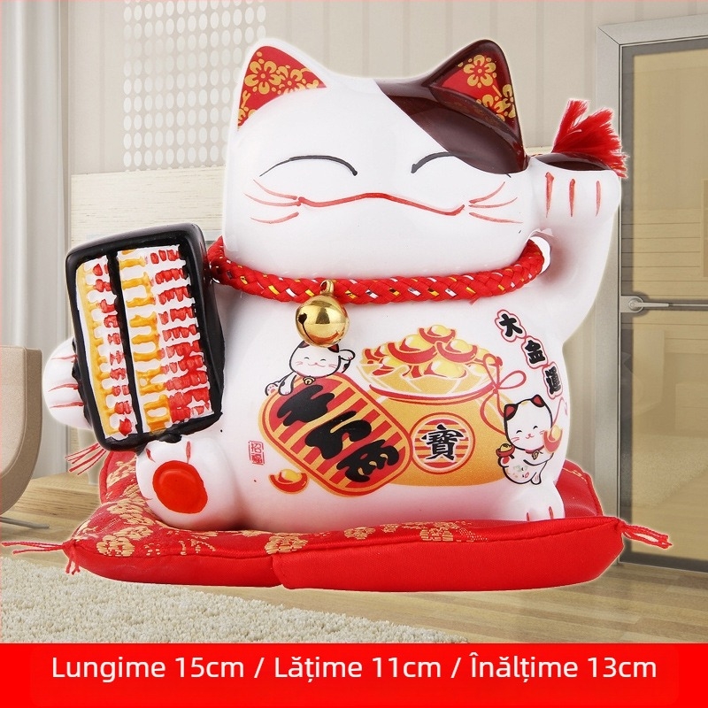 Pisică norocoasă Maneki-Neko ceramică, decor pentru casă în stil japonez, cadou pentru deschiderea magazinului