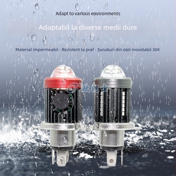 Far LED pentru motocicletă cu H4, lentilă mare și ventilator de răcire, far frontal pentru triciclu