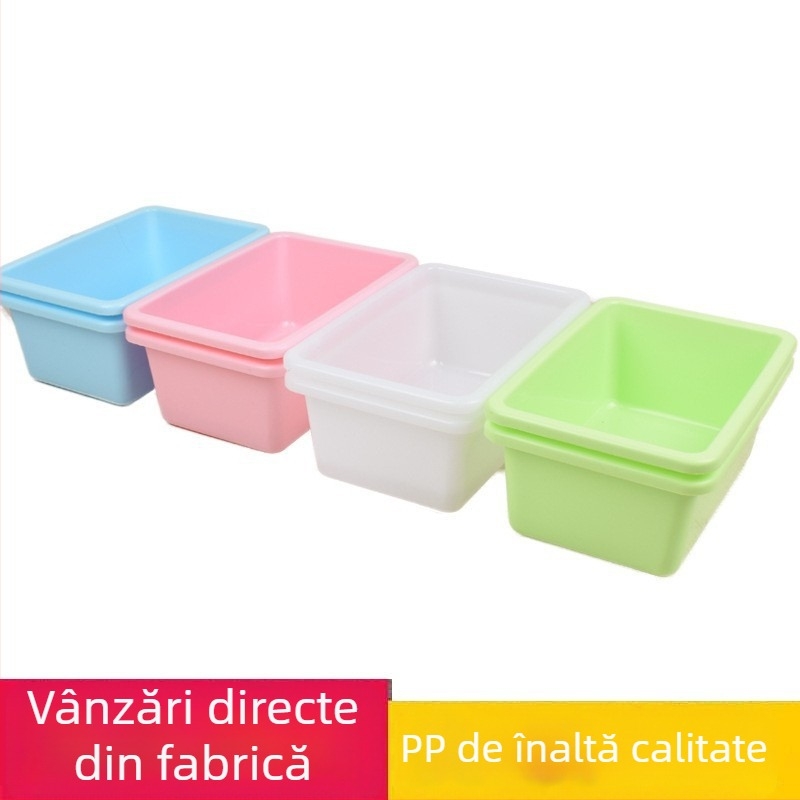 Coș de depozitare din plastic, dreptunghiular, pentru copii, organizator de jucării, 10 L, culoare solidă