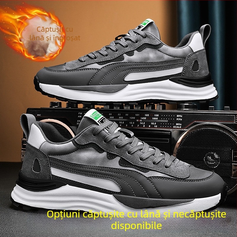 Pantofi casual din piele naturală pentru bărbați, talpă groasă, pentru toate anotimpurile, inspirați de Forrest Gump, vârf rotund