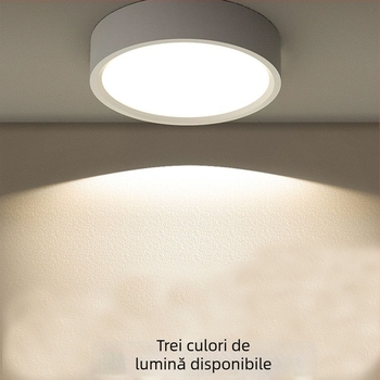 Senzor radar de mișcare, LED downlight montat pe suprafață, control vocal, formă circulară, fără găuri, iluminare IR pentru hol