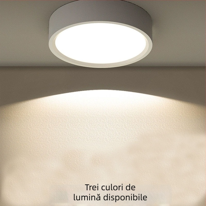Senzor radar de mișcare, LED downlight montat pe suprafață, control vocal, formă circulară, fără găuri, iluminare IR pentru hol