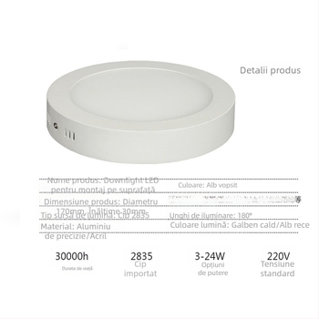 LED panou circular pentru tavan, încastrat, corp din aluminiu, anti-ceață, 6-10 W, 6500K alb rece
