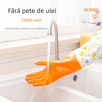 Mănuși de bucătărie din PVC, lungi, cu căptușeală fleece, pentru spălat vase și haine, curățenie casnică