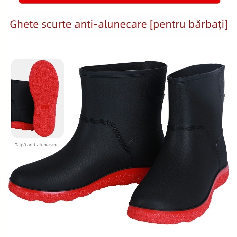 Ghete de ploaie pentru bărbați, de înălime medie – antiderapante, durabile, talpă groasă, cizme din cauciuc pentru muncă