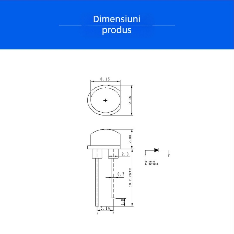 F8mm perle LED în formă de pălărie de paie, inline 0.5W, LED alb