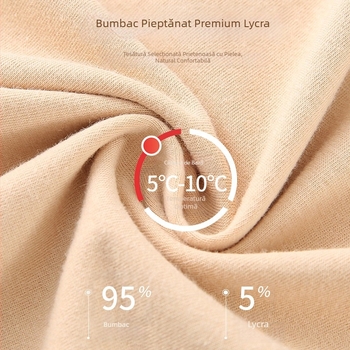 Tricou interior antibacterian din bumbac, subțire, mâneci lungi, guler semi-înalt, strat de bază cald