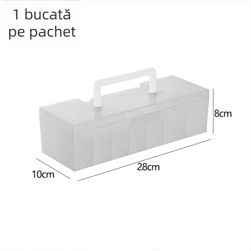 Cutie portabilă pentru carduri cu capac rabatabil, capacitate mare, organizator transparent de birou pentru carduri ale copiilor, cu compartimente