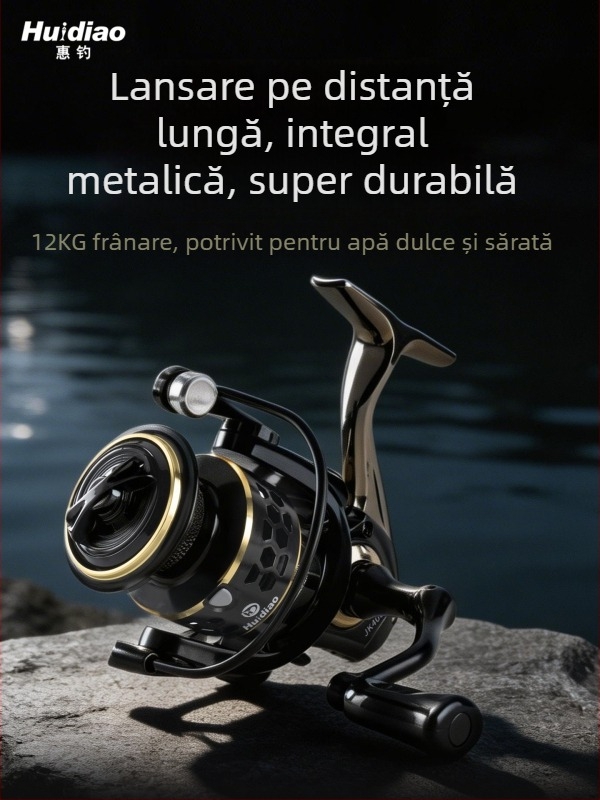Huidiao mulinetă spinning complet metalică pentru aruncări lungi, mulinetă autentică pentru undițe marine și pescuit pe stânci