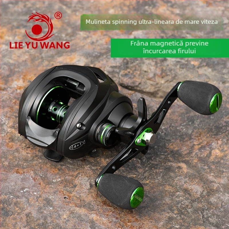 LIEYUWANG Mulinetă metalică pentru pescuit – stil picurare de apă, pentru pescuit cu năluci, negru și verde LP serie