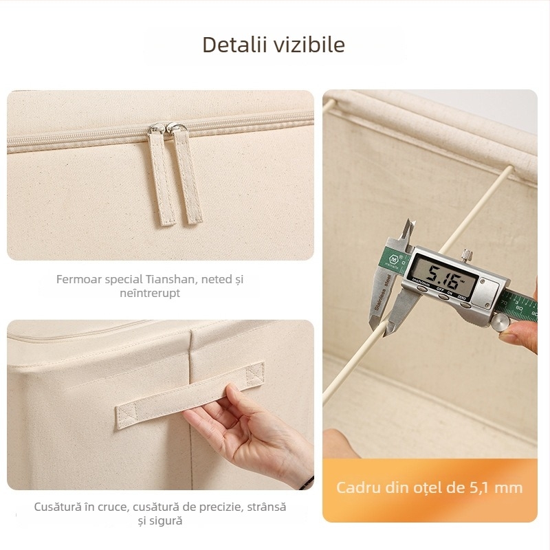 Anqin cutie de depozitare din bumbac, țesătură lavabilă, organizator pentru garderobă, cuverturi și haine, 50–60 L, 50×40×33 cm