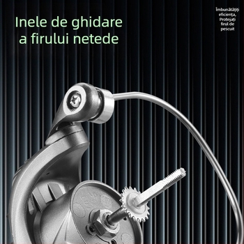 Mulineta de pescuit spinning, a doua generație Mini Golf, construcție metalică completă, aruncare ultra lungă, tambur cu profil mic pentru năluci mici
