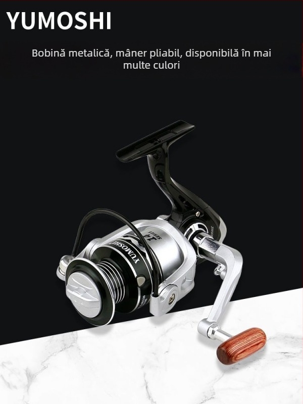YUMOSHI Mulinetă metalică pentru pescuit, argintie