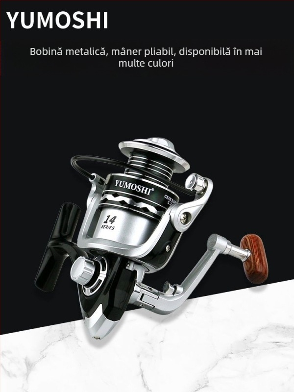 YUMOSHI Mulinetă metalică pentru pescuit, argintie