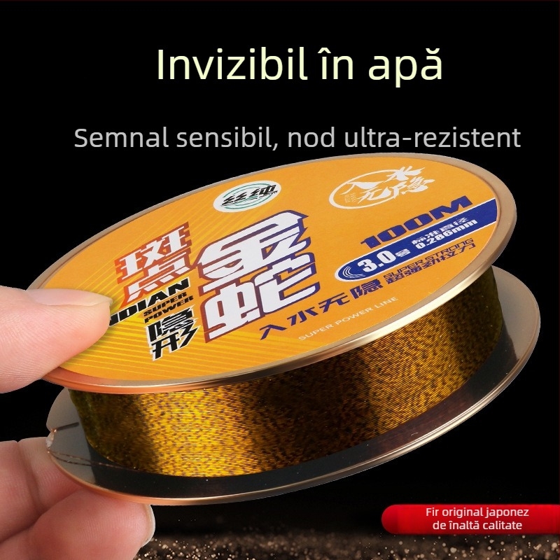 Linie de pescuit din nylon cu pete aurii, linie principală și linie auxiliară, 100 m