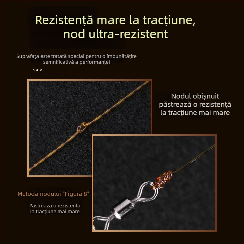 Linie de pescuit din nylon cu pete aurii, linie principală și linie auxiliară, 100 m