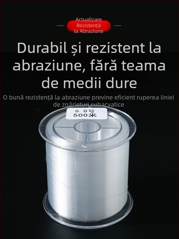 Linie de pescuit din nailon, 500 m, în cutie transparentă, rezistență înaltă, potrivită pentru undiță de mare