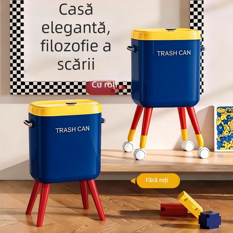 Coș de gunoi de bucătărie cu roți, capacitate mare (12 L+), design ergonomic, aspect luxos, capac deschis prin apăsare
