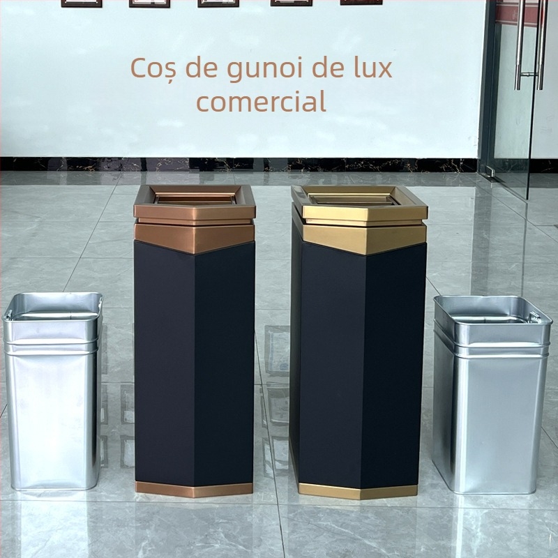 Scrumiere și coș de gunoi din oțel inoxidabil, pătrat, pentru lobby-urile spitalelor, holurile hotelurilor și clădirile de birouri – coș de gunoi de lux, personalizabil
