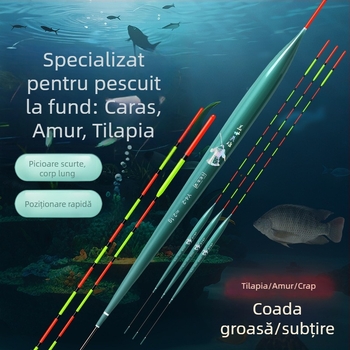 Plută nano cu sensibilitate înaltă pentru pescuitul tilapiei și crapului – plută neagră, corp gros, coadă subțire, design ușor