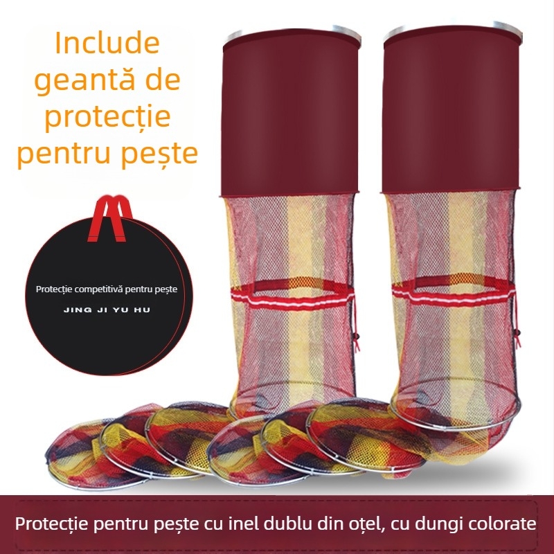 Protecție pentru pești cu inele duble din oțel inoxidabil, dungă colorată, cu acoperire din cauciuc, pentru pescuit cu undiță