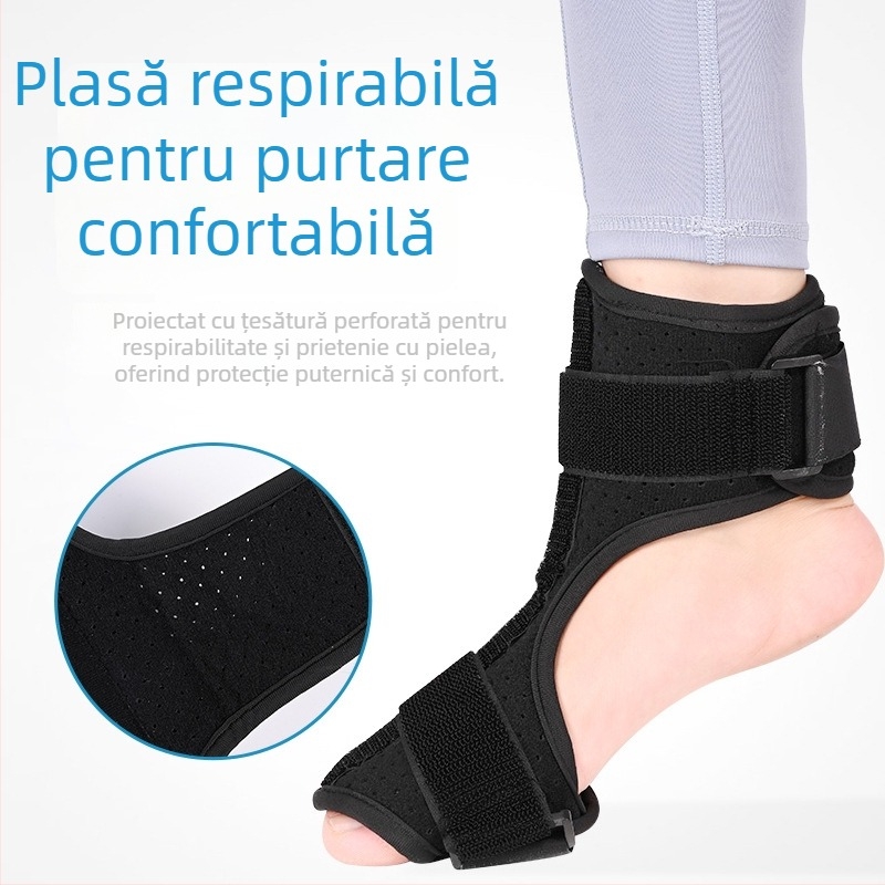 Orteză de gleznă din aluminiu pentru picior căzut, respirabilă, cu Velcro și curea de compresie reglabilă pentru laba piciorului