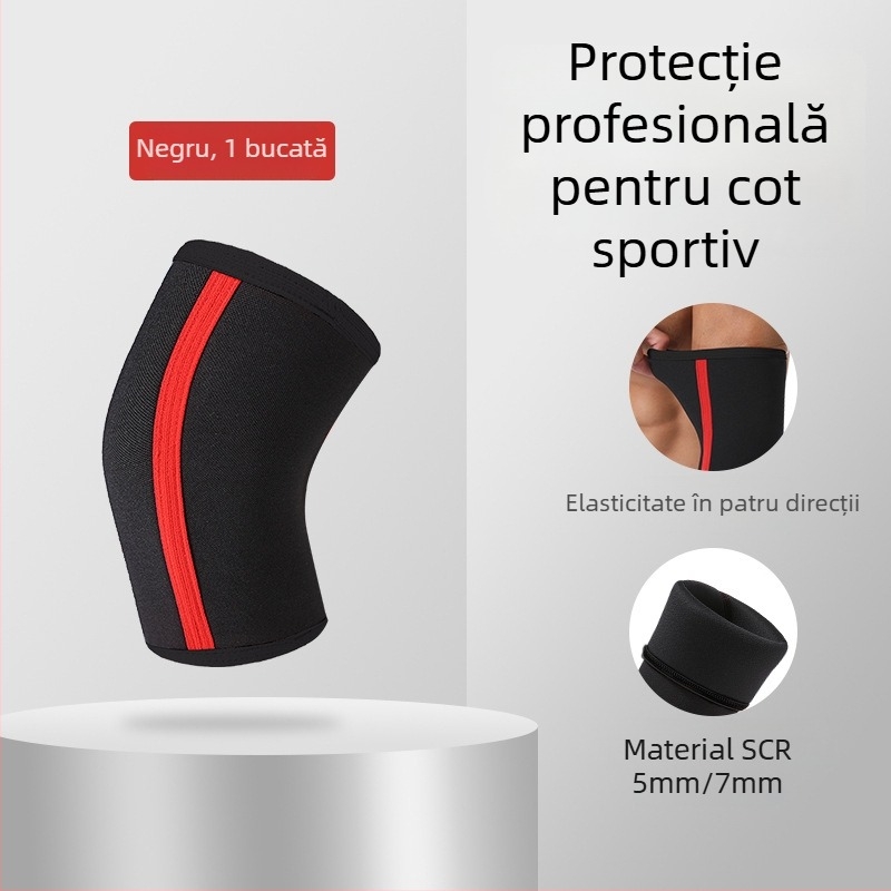 Protecții pentru coate pentru fitness și sporturi, material neopren 7mm/5mm, antrenament Strongman, protecție la ridicarea greutăților