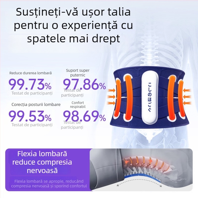 Bandă medicală de susținere lombară pentru hernia de disc, întinderi ale mușchilor lombari și dureri de spate, suport pentru talie, unisex